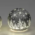 Produktbild: LED Deko Kugel FROSTY WINTERWALD zum stellen D. 12cm grau Glas Formano W25