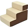 Produktbild: PawHut Hundetreppe  Praktische Haustiertreppe mit 3 Stufen für Katzen und Hunde, Plüsch, Beige, 54x40x39cm  Aosom