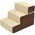 Produktbild: Haustiertreppe Hundetreppe Katzentreppe 3 Stufen für Katzen und Hunde Plüsch Beige 54 x 40 x 39cm - Pawhut