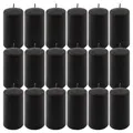 Produktbild: 18er Set Stumpenkerze schwarz Höhe 11,5 cm Ø 6 cm lange Brenndauer Rund-Kerze