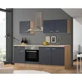 Produktbild: Flex-Well Exclusiv Küchenzeile Morena 210 cm Basaltgrau Matt - San Remo Eiche