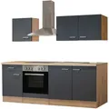 Produktbild: Küchenblock MORENA - Basaltgrau matt - Eiche San Remo - 210 cm - mit E-Geräten
