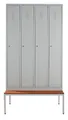 Produktbild: Schrank & Stuhl Spind – Metallspind mit 4 Abteilen und Sitzbank | 30 cm Abteilbreite, Lieferung komplett montiert | RAL 7035 lichtgrau