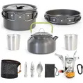 Produktbild: Toboli Camping Geschirr Set 12 tlg. Kochgeschirr für Outdoor Kochausrüstung mit Wasserkocher