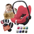 Produktbild: Frottee Sommerbezug [Schonbezug für Babyschale] Autositz kompatibel mit Maxi Cosi Cabrio Fix + GRATIS Gurtpolster (coral + GP)