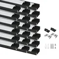 Produktbild: LED Aluminum Profil 20 x 1m U Form Schwarz Streifen Licht Diffusor Profil mit...