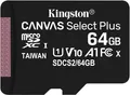 Produktbild: Kingston MicroSD-Karte Canvas Select Plus 64 GB Klasse 10 + Adapter (SDCS2/64)