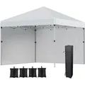 Produktbild: Outsunny Pavillon Ca.3x3m, Wasserabweisend Stabil Winterfest Pop-up Faltpavillon Mit 2 Seitenwänden, Uv Schutz 30+, Faltbar Partyzelt Gartenzelt Mit Tasche, Gartenpavillon Für Camping, Hellgrau