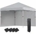 Produktbild: Outsunny Pavillon ca.3x3m, wasserabweisend Stabil Winterfest Pop-up Faltpavillon mit 2 Seitenwänden, UV Schutz 30+, Faltbar Partyzelt Gartenzelt mit Tasche, Gartenpavillon für Camping, Hellgrau