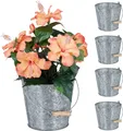 Produktbild: Blumentopf - Zink - Set von 5 - Ø 17 cm - mit Griff - innen - außen - silber
