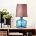 Produktbild: dunkelblaue Tischlampe Stoff-Schirm - 56 cm Höhe & 30 cm Durchmesser