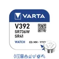 Produktbild: 10 x Varta V392 Knopfzelle Uhrenbatterie 1,55 V SR41W  AG3 LR41 L41 192 40mAh