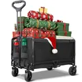 Produktbild: Bollerwagen faltbar 120L Bis 120KG Strandwagen Klappbar mit Regenschutz, Becherhalter, Reflektorstreifen, Faltbarer Bollerwagen Für Hunde, Einkaufen, Camping, Strand, Transport, Outdoor