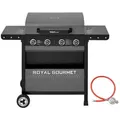 Produktbild: Royal Gourmet Gasgrill Grillwagen mit Gasbrennern, 2-Brenner (5 kW) oder 4-Brenner (10 kW), 4-Brenner, Grillwagen mit insgesamt 10 kW Leistung grau 124.5 cm x 102 cm x 55 cm