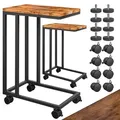 Produktbild: Casaria® Beistelltisch Mit Rollen 50x35x70cm C Form Holz Metall Modern 40kg Belastbarkeit Wohnzimmer Schlafzimmer Sofatisch Kaffeetisch Nachttisch  2x Schwarz