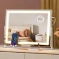 Produktbild: SONGMICS Schminkspiegel mit Beleuchtung, Kosmetikspiegel mit Ladeanschlüssen, Touch-Steuerung, 3 Lichtfarben