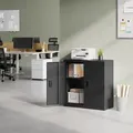 Produktbild: Woltu Aktenschrank Büroschrank, Lagerschrank Abschließbar, Ordnerschrankmit Höhenverstellbarem Einlegboden, Metallschrank Mit Schloss, Mehrzweckschrank, 90x92.5x40 Cm, Schwarz