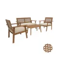 Produktbild: Alice's Garden Gartengarnitur aus Holz und Rundrohrgeflecht 2-Sitzer-Sofa, 2 Sessel, 1 Couchtisch - Bohémia 117 x 64 x 74 cm