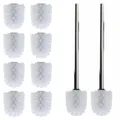 Produktbild: Daloual - 10 x Ersatz WC-Bürstenkopf Weiß Ø ca. 6,5 cm + 2 x Edelstahl-Griff 26,5 cm - Toiletten-Bürste - Klo-Bürste - WC-Besen - austauschbar - modernes Design - hochwertig - langlebig