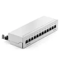 Produktbild: deleyCON CAT 6a Patchpanel Verteilerfeld 12 Port - Desktop & Wandmontage Geschirmt 12x RJ45 Buchse - TIA568A TIA568B - Lichtgrau