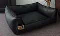 Produktbild: Hundebettenmanufaktur Hundebett Hundesofa Schlafplatz Kunstleder Similpelle Farbe und Größe wählbar von XS bis XXL (50 cm X 40 cm, schwarz)