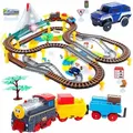 Produktbild: Elektrische Eisenbahn mit Rennbahn 2in1 – 192-teiliges Spielset mit Licht und Sound für Kinder – Kinderplay KP0635