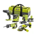 Produktbild: RYOBI 18 V ONE+ 8-tlg, Kombo-Kit R18CK4E-242S, 8-teilig, inkl, 1 x 2,0 Ah, 1 x 4,0 Ah Akku und Ladegerät