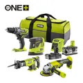 Produktbild: RYOBI 18V ONE+ Kombo-Kit 4-teilig inkl. 1 x 2,0 Ah, 1 x 4,0 Ah Akku & Ladegerät