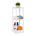 Produktbild: Relaxdays Standregal mit 3 Ablagen, quadratisches Küchenregal, H x B x T: 65 x 22 x 22 cm, MDF, Badezimmerregal, weiß