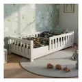 Produktbild: Juskys Kinderbett Naya 80x160 cm - Bett mit Rausfallschutz & Lattenrost - Holz Bodenbett Kinder Weiß