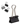 Produktbild: D.RECT Metal Foldbackklammern - Foldback Klammern Verpackung 12 Stück 19mm - Vielzweckklammern, Metall Binder Clips für: Notizen, Briefpapier - Büroklammern Gross, Schwarz