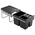 Produktbild: Hailo Abfallsammler 3642931 | Raumspar-Tandem 18 + 2x 8.5 L | ab 40cm Schrank mit Drehtür | 346 x 475 x 336 mm | Schwarz