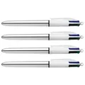 Produktbild: BIC Kugelschreiber, 4 Farben, 4 klassische Farben, silberfarben