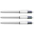 Produktbild: BIC 3 Stück Kugelschreiber 4 Colours Shine silber pte Moy. 4 klassischen Farben