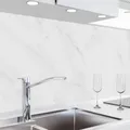 Produktbild: danario Küchenrückwand selbstklebend - Matt - Spritzschutz Küche - versteifte PET Folie - 0,4 mm - Marmor weiß - 60cm x 400cm