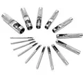Produktbild: Wiltec Locheisen Satz 15 tlg. Lochpfeifen Carbonstahl 2-22 mm Lochstanzer Locheisensatz