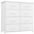 Produktbild: Stoffkommode 8 Schubladen weiss Schlafzimmer Wohnzimmer Flur Stoff Rollen Aufbau