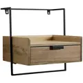 Produktbild: KADIMA DESIGN Nachtkonsole für Wandmontage 44x45x35 cm Mango Massivholz Hellbraun, Nachttisch mit Schublade, Wandboard Schwebend für Boxspringbett, Nachtschrank