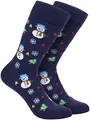 Produktbild: BRUBAKER Weihnachtssocken für Damen und Herren - Weihnachtsmotiv Schneemänner - Baumwolle Socken Weihnachten