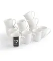 Produktbild: Home4You Tasse Kaffeetasse, 12er Set, Weiß, Spülmaschinenfest, Porzellan, Bone China, 360 ml