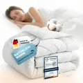 Produktbild: Ganzjahres Bettdecke 155x220 - Federbettdecke Decke mit Daunen & Federn - Ganzjahresdecke Waschbar & Atmungsaktiv - Daunendecke