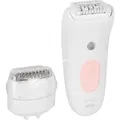 Produktbild: Silk-épil 5-030, Epiliergerät weiß/rosa, Bikinitrimmer, Rasieraufsatz, Trimmeraufsatz, + Einsteigeraufsatz für sensible Bereiche