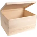 Produktbild: Creative Deco XXL Große Natur Holz-Kiste mit Deckel | 40x30x24 cm (+/-1cm) | Erinnerungsbox Baby | Holz-box Unlackiert Kasten | ohne Griffen | Dok... - Naturbelassen