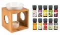 Produktbild: Duftlampe Keramik Holz Bambus Aromaspender Öllampe Aromalampe inkl. 10 Duftöle