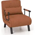 Produktbild: COSTWAY 4 in 1 Schlafsessel Klappbar, Schlafsofa mit 5 stufig Verstellbarer Rückenlehne & abnehmbarem Kissen & gepolstertem Sitz, Sofabett mit Met... - Braun