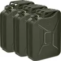 Produktbild: BW® Benzinkanister Metall 3x 20 Liter - Kraftstoffkanister Bronzegrün - RAL 6031-F9 - TÜV-geprüft und UN-Zulassung - 0,9mm Stahl nach DIN 7274 für Benzin Diesel E10 2-Takt - Made in Europe
