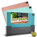 Produktbild: Schneidebrett Set 3 tlg. - Schneidebretter Küchenbrett Kunststoff Bunt Ständer