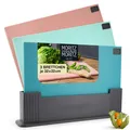 Produktbild: 3x Schneidebrett Kunststoff Set  32 x 22 cm  Im praktischen Ständer – Küchenb...