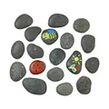 Produktbild: Relaxdays Steine zum Bemalen, Flache Dekosteine, 2 kg Malsteine, Bastelsteine Kinder & Erwachsene, 5–9 cm, dunkelgrau