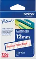 Produktbild: P-TOUCH TZE132 - laminiertes Schriftband, rot auf transparent, 12 mm